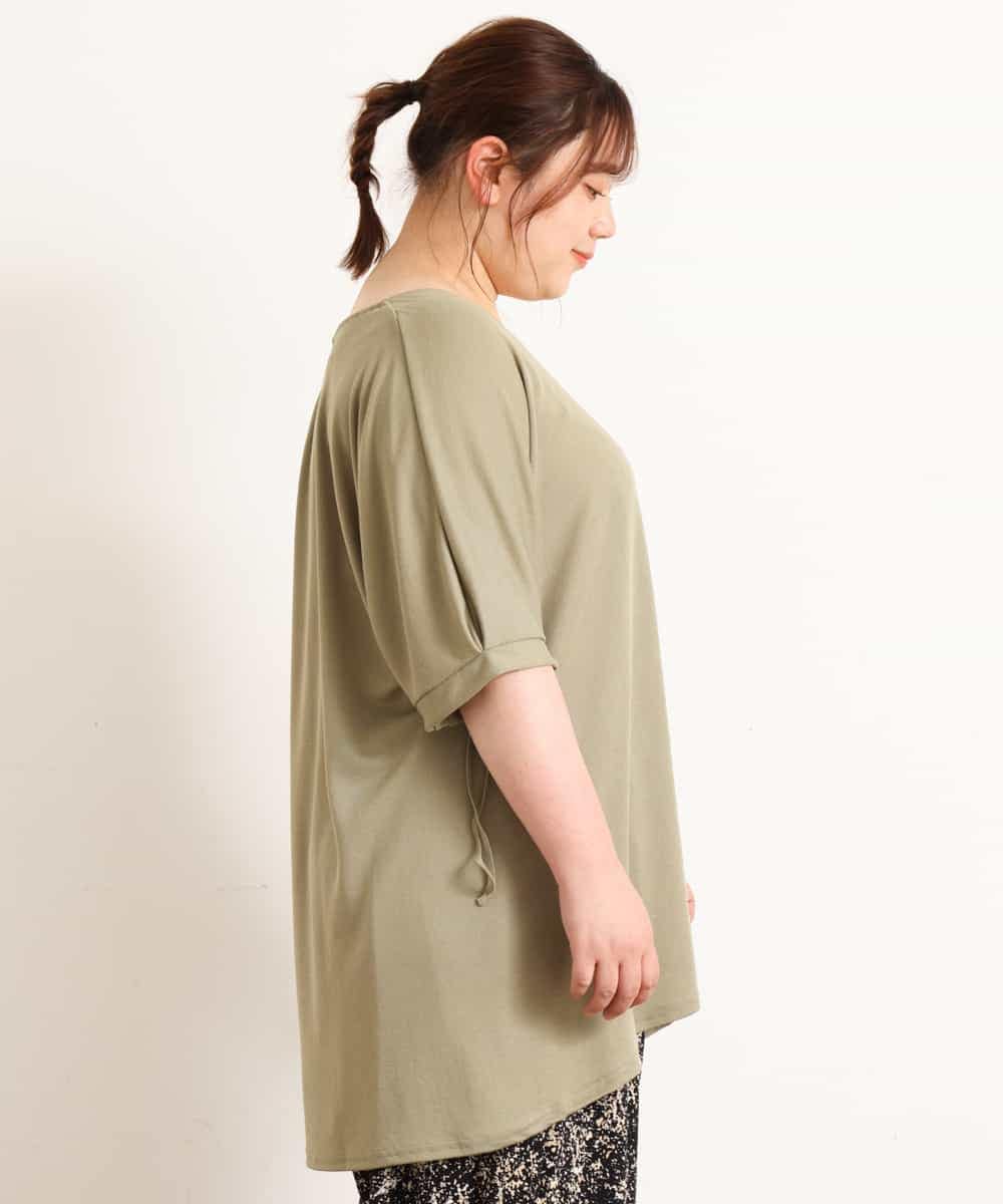 OLEGM39060 eur3(エウルキューブ) 【大きいサイズ】袖ストリングイレヘムチュニック カーキ(36)