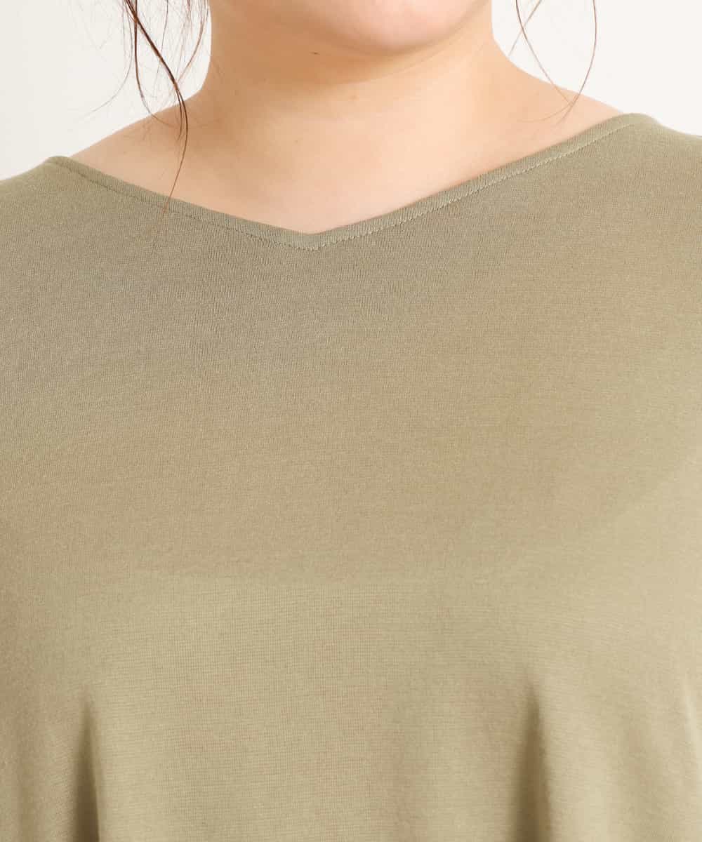 OLEGM39060 eur3(エウルキューブ) 【大きいサイズ】袖ストリングイレヘムチュニック カーキ(36)