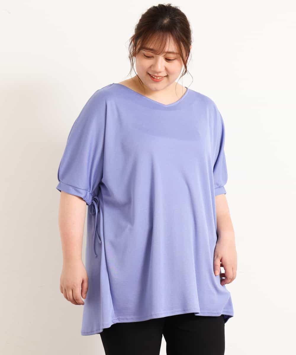 OLEGM39060 eur3(エウルキューブ) 【大きいサイズ】袖ストリングイレヘムチュニック ブルー(55)