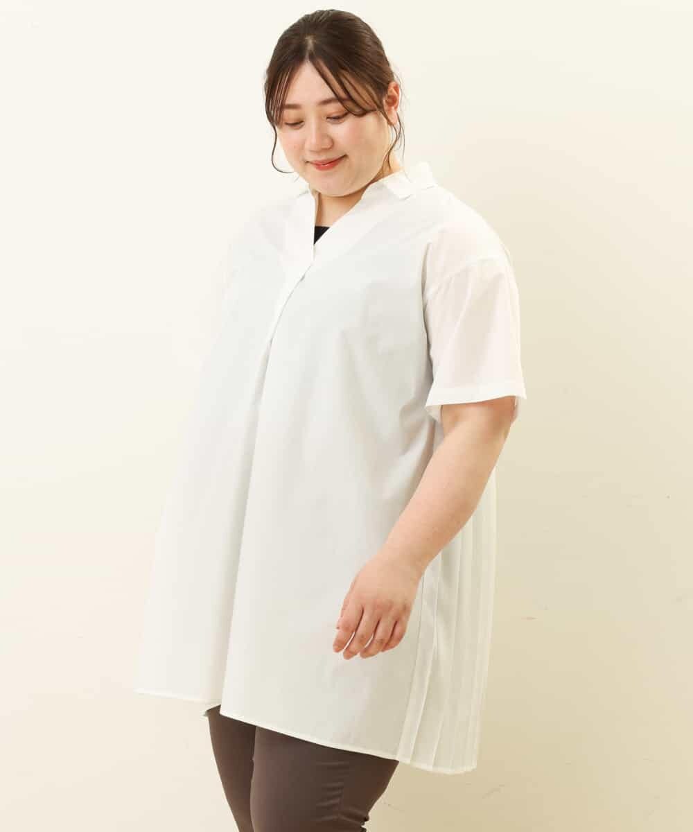 OLEGP41080 eur3(エウルキューブ) 【大きいサイズ/11号サイズあり】バックプリーツシャツチュニック アイボリー(80)