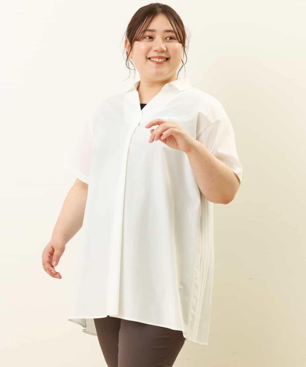 OLEGP41080 eur3(エウルキューブ) 【大きいサイズ/11号サイズあり】バックプリーツシャツチュニック アイボリー(80)