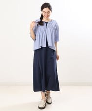OLEGS34130 eur3(エウルキューブ) 【大きいサイズ/2点セット】シアーボレロ＆Aラインワンピース ライトブルー(50)