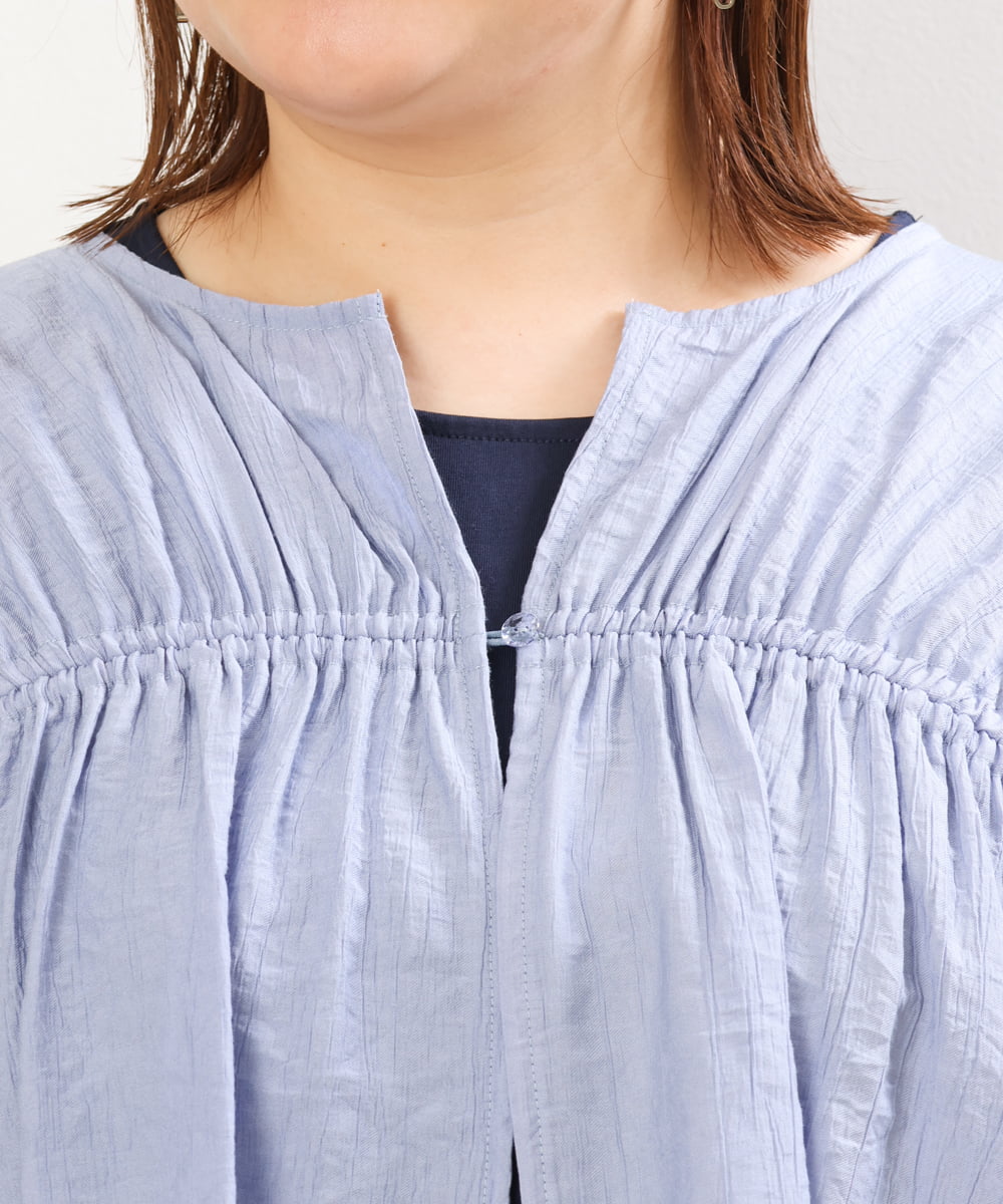 OLEGS34130 eur3(エウルキューブ) 【大きいサイズ/2点セット】シアーボレロ＆Aラインワンピース ライトブルー(50)
