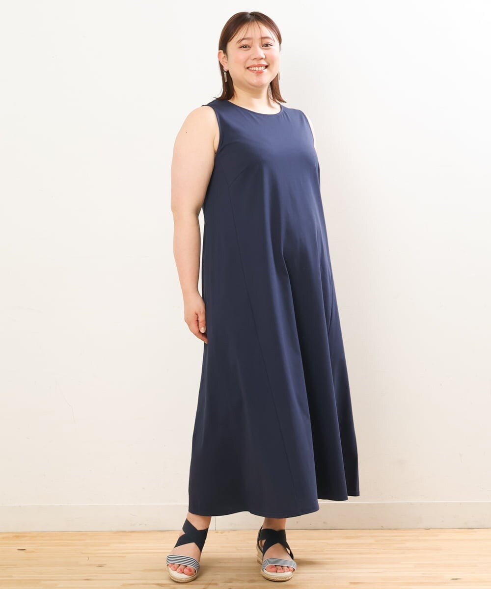 OLEGS34130 eur3(エウルキューブ) 【大きいサイズ/2点セット】シアーボレロ＆Aラインワンピース ライトブルー(50)