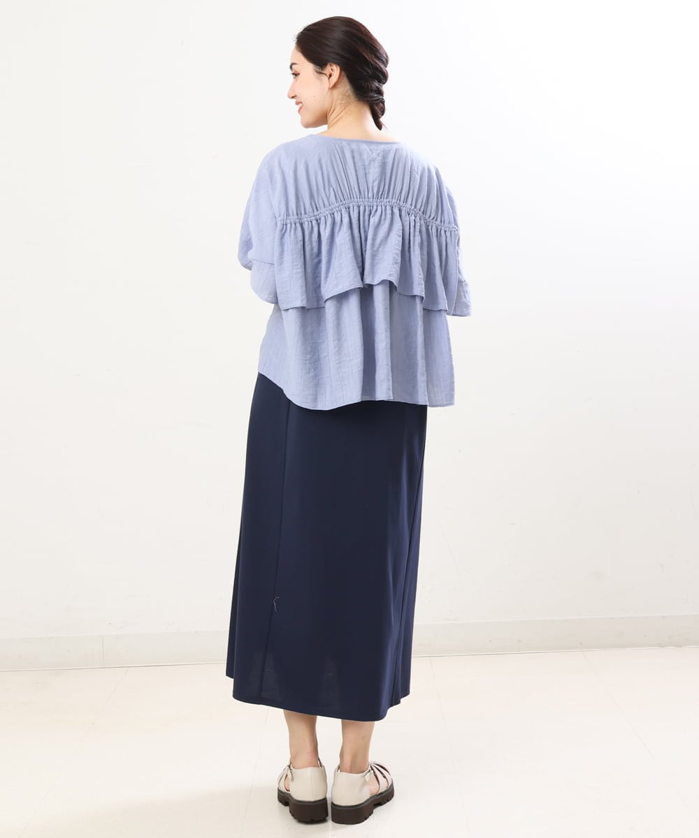 OLEGS34130 eur3(エウルキューブ) 【大きいサイズ/2点セット】シアーボレロ＆Aラインワンピース ライトブルー(50)