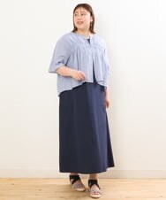 OLEGS34130 eur3(エウルキューブ) 【大きいサイズ/2点セット】シアーボレロ＆Aラインワンピース ライトブルー(50)