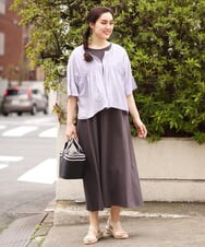 OLEGS34130 eur3(エウルキューブ) 【大きいサイズ/2点セット】シアーボレロ＆Aラインワンピース ラベンダー(60)