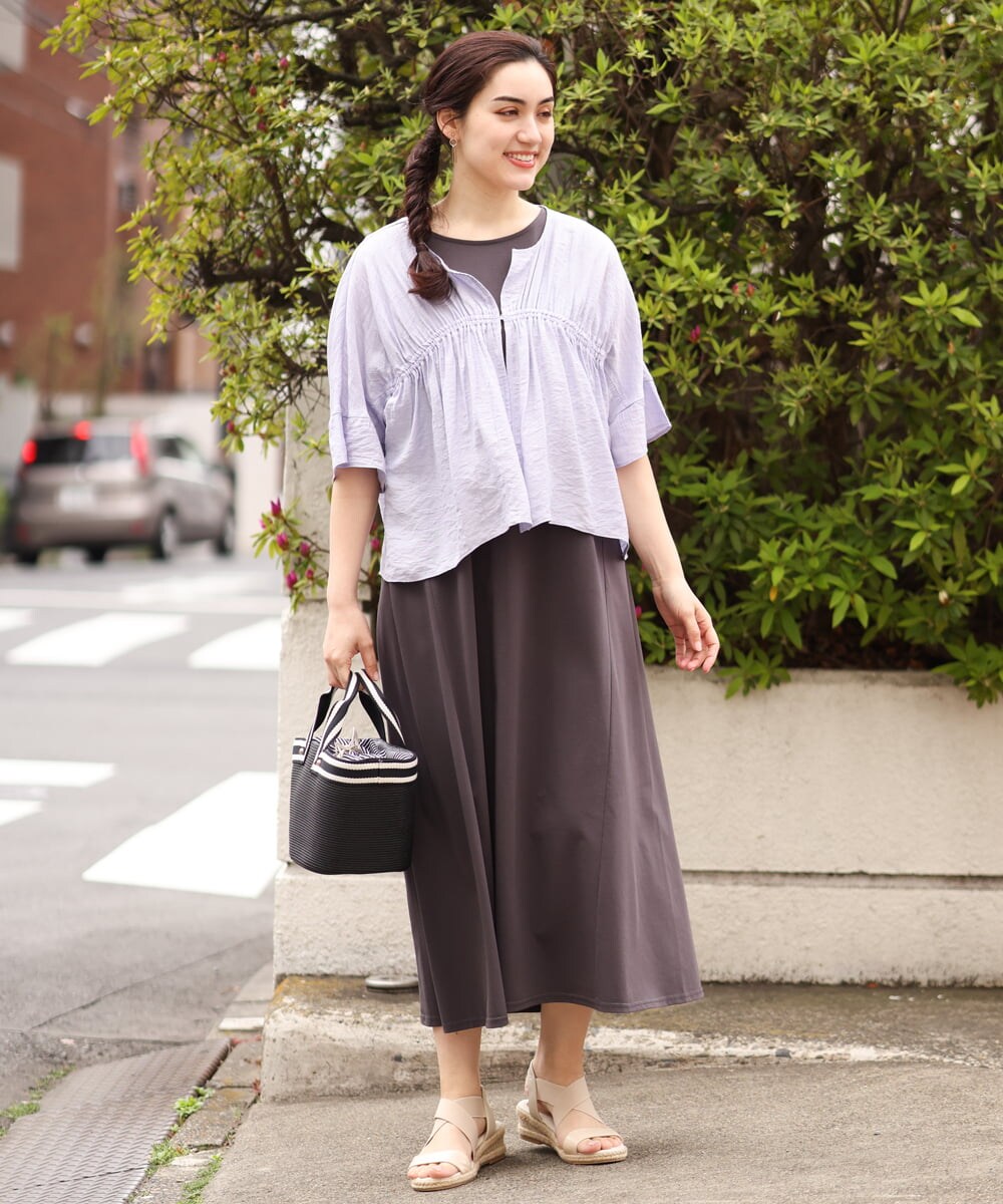 OLEGS34130 eur3(エウルキューブ) 【大きいサイズ/2点セット】シアーボレロ＆Aラインワンピース ラベンダー(60)
