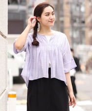 OLEGS34130 eur3(エウルキューブ) 【大きいサイズ/2点セット】シアーボレロ＆Aラインワンピース ラベンダー(60)