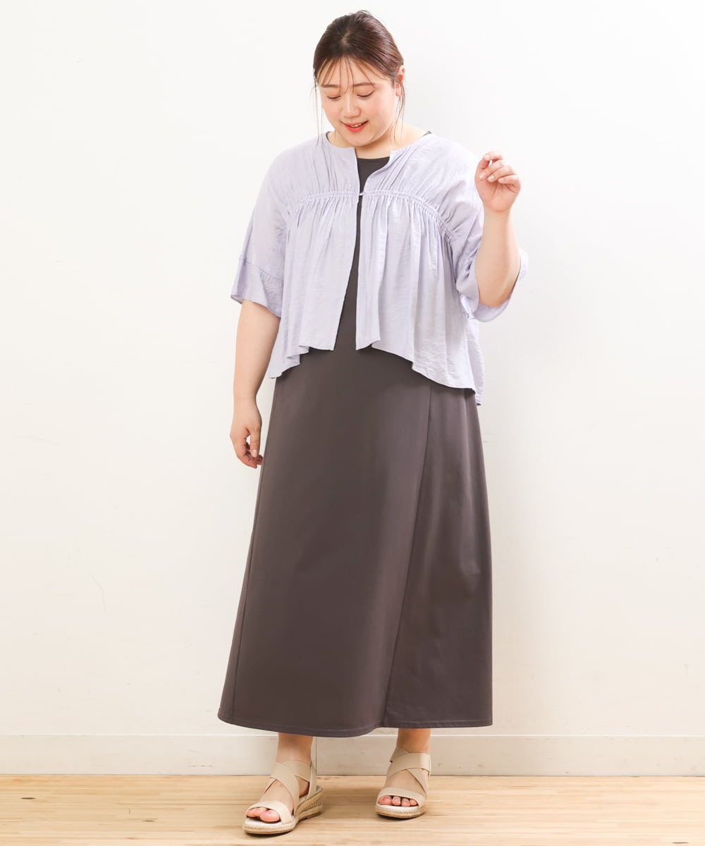 OLEGS34130 eur3(エウルキューブ) 【大きいサイズ/2点セット】シアーボレロ＆Aラインワンピース ラベンダー(60)