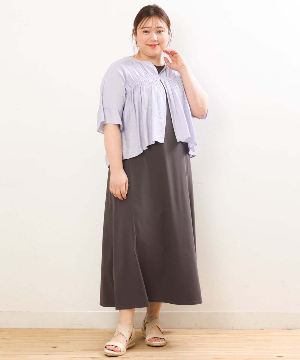 OLEGS34130 eur3(エウルキューブ) 【大きいサイズ/2点セット】シアーボレロ＆Aラインワンピース ラベンダー(60)
