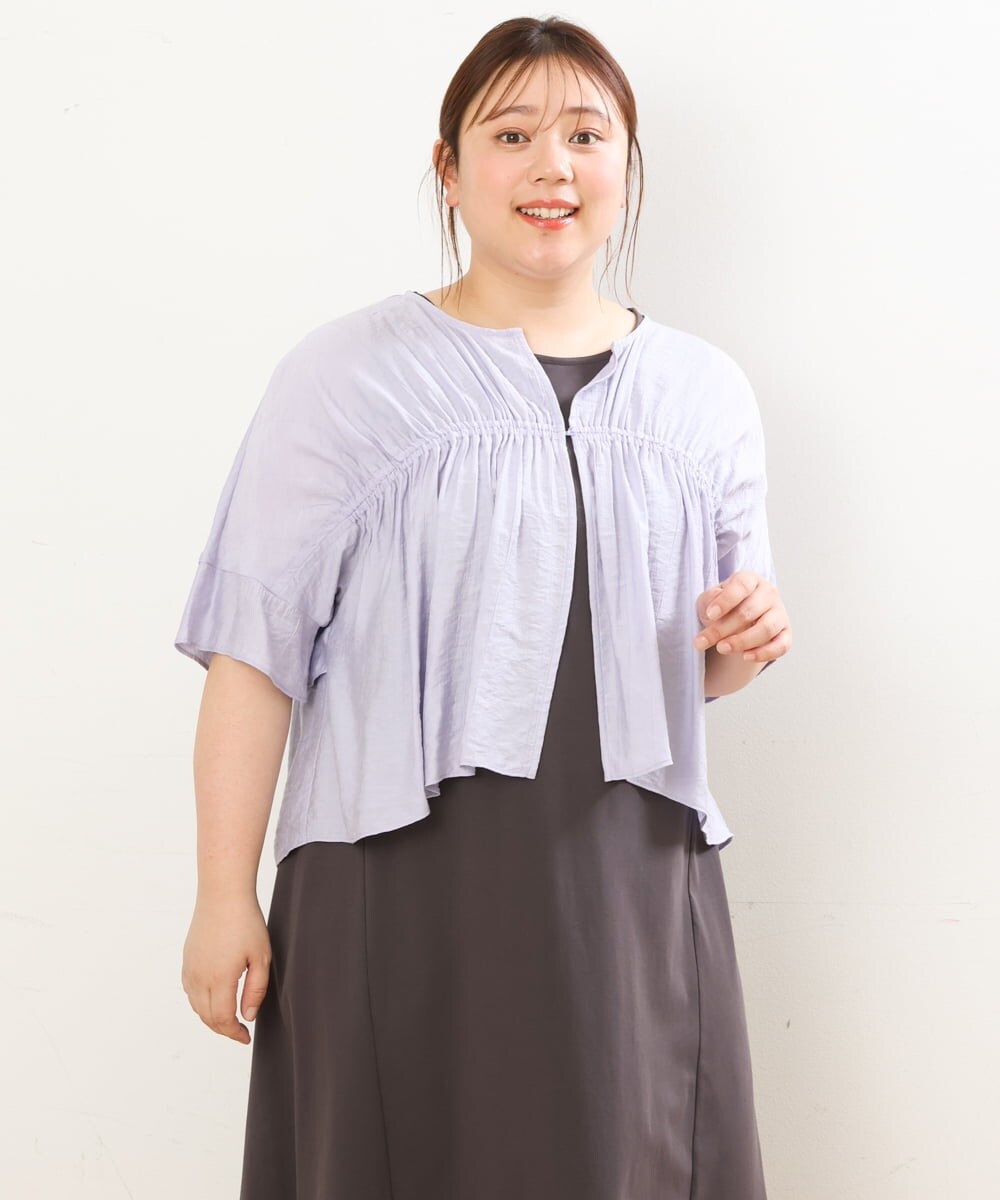 OLEGS34130 eur3(エウルキューブ) 【大きいサイズ/2点セット】シアーボレロ＆Aラインワンピース ラベンダー(60)