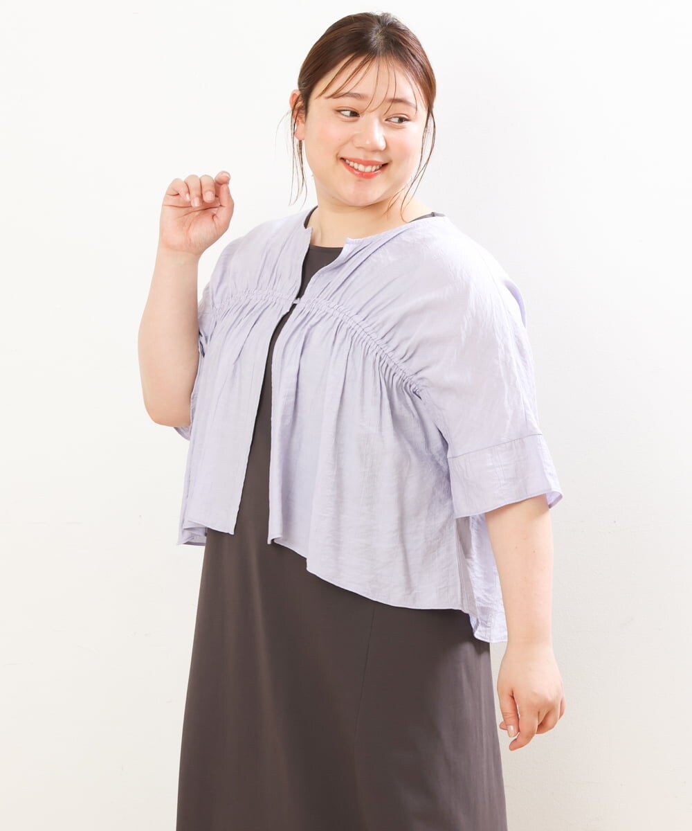 OLEGS34130 eur3(エウルキューブ) 【大きいサイズ/2点セット】シアーボレロ＆Aラインワンピース ラベンダー(60)