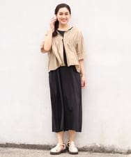 OLEGS34130 eur3(エウルキューブ) 【大きいサイズ/2点セット】シアーボレロ＆Aラインワンピース ベージュ(82)