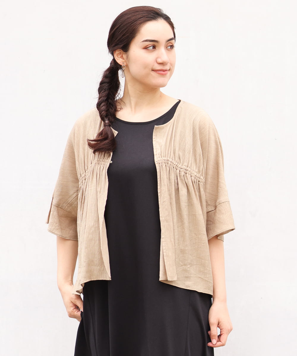 OLEGS34130 eur3(エウルキューブ) 【大きいサイズ/2点セット】シアーボレロ＆Aラインワンピース ベージュ(82)