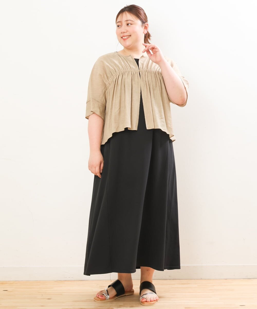 OLEGS34130 eur3(エウルキューブ) 【大きいサイズ/2点セット】シアーボレロ＆Aラインワンピース ベージュ(82)