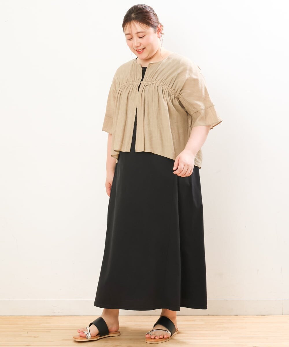OLEGS34130 eur3(エウルキューブ) 【大きいサイズ/2点セット】シアーボレロ＆Aラインワンピース ベージュ(82)
