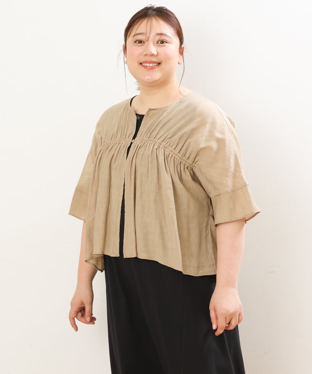 OLEGS34130 eur3(エウルキューブ) 【大きいサイズ/2点セット】シアーボレロ＆Aラインワンピース ベージュ(82)