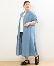 OLEGS37120 eur3(エウルキューブ) 【大きいサイズ/soso×eur3】ストライプシャツワンピース ブルー(55)