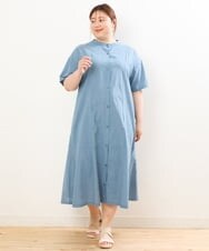 OLEGS37120 eur3(エウルキューブ) 【大きいサイズ/soso×eur3】ストライプシャツワンピース ブルー(55)