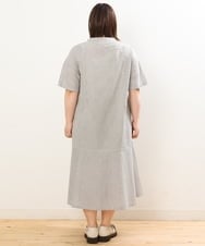 OLEGS37120 eur3(エウルキューブ) 【大きいサイズ/soso×eur3】ストライプシャツワンピース ブラック(94)