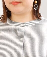 OLEGS37120 eur3(エウルキューブ) 【大きいサイズ/soso×eur3】ストライプシャツワンピース ブラック(94)