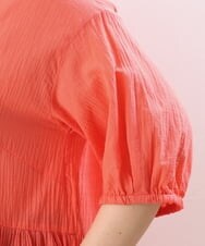 OLEGS42090 eur3(エウルキューブ) 【大きいサイズ/11号サイズあり】バンドカラーギャザーチュニック オレンジ(15)