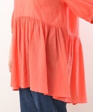 OLEGS42090 eur3(エウルキューブ) 【大きいサイズ/11号サイズあり】バンドカラーギャザーチュニック オレンジ(15)