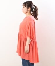 OLEGS42090 eur3(エウルキューブ) 【大きいサイズ/11号サイズあり】バンドカラーギャザーチュニック オレンジ(15)