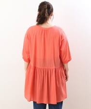 OLEGS42090 eur3(エウルキューブ) 【大きいサイズ/11号サイズあり】バンドカラーギャザーチュニック オレンジ(15)