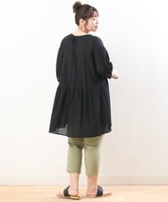 OLEGS42090 eur3(エウルキューブ) 【大きいサイズ/11号サイズあり】バンドカラーギャザーチュニック ブラック(94)