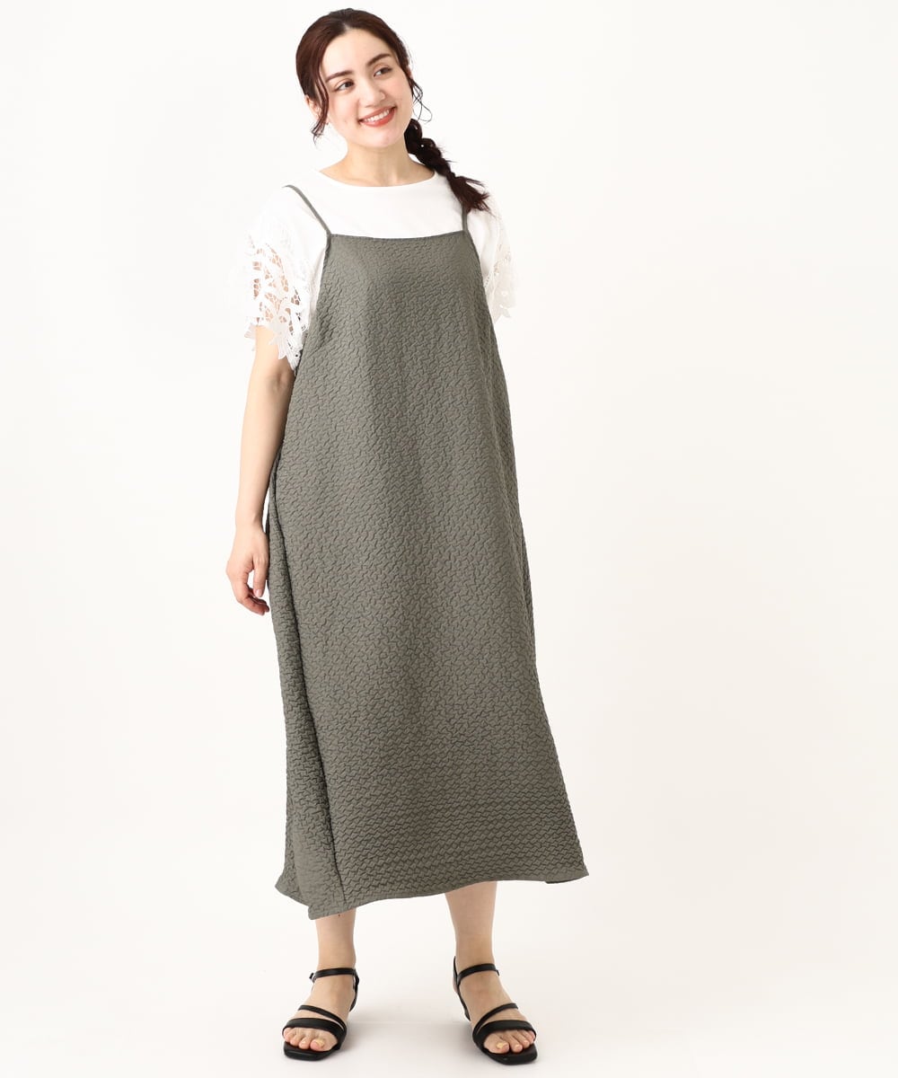 OLEGV07119 eur3(エウルキューブ) 【大きいサイズ】ポコポコキャミワンピース カーキ(36)