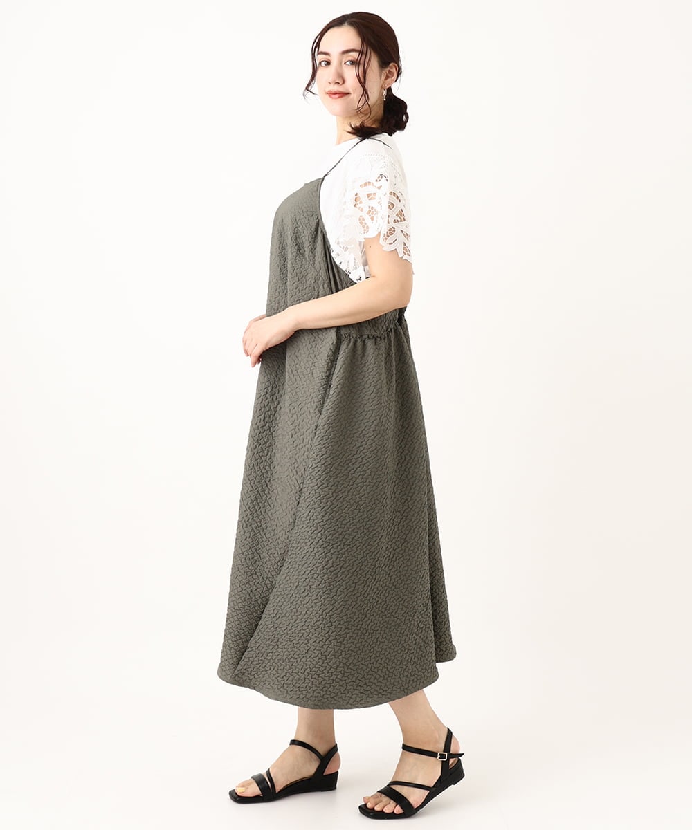 OLEGV07119 eur3(エウルキューブ) 【大きいサイズ】ポコポコキャミワンピース カーキ(36)