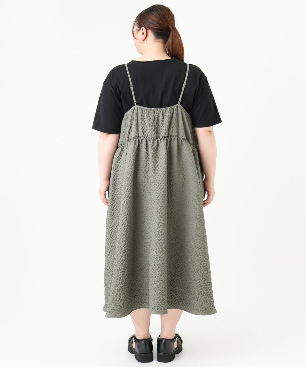 OLEGV07119 eur3(エウルキューブ) 【大きいサイズ】ポコポコキャミワンピース カーキ(36)