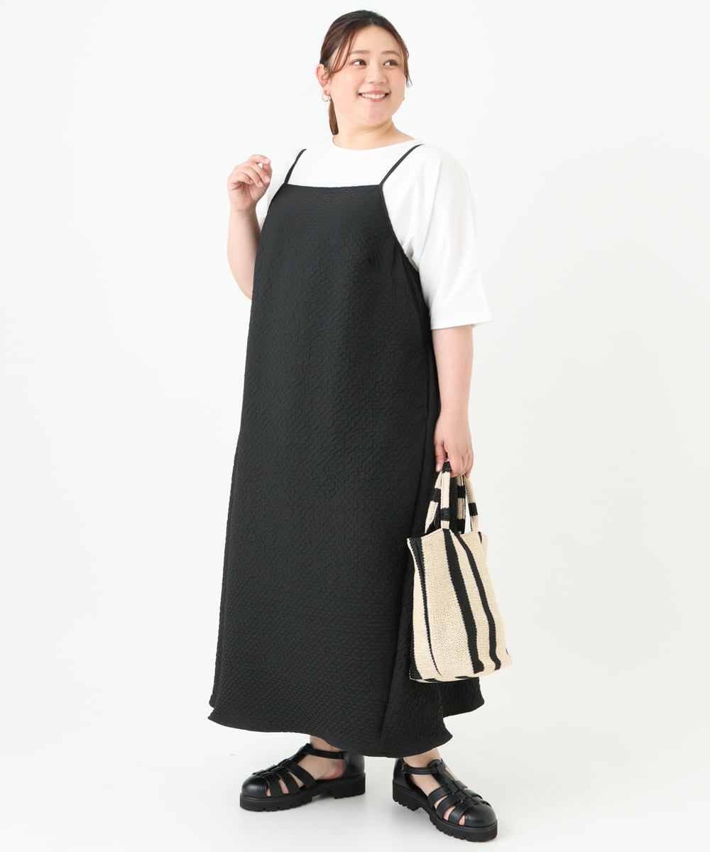 OLEGV07119 eur3(エウルキューブ) 【大きいサイズ】ポコポコキャミワンピース ブラック(94)