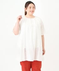 OLEGV27139 eur3(エウルキューブ) 【大きいサイズ】インド刺繍チュニック ホワイト(90)