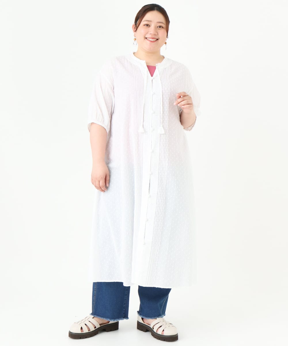OLEGV28169 eur3(エウルキューブ) 【大きいサイズ】インド刺繍ワンピース ホワイト(90)