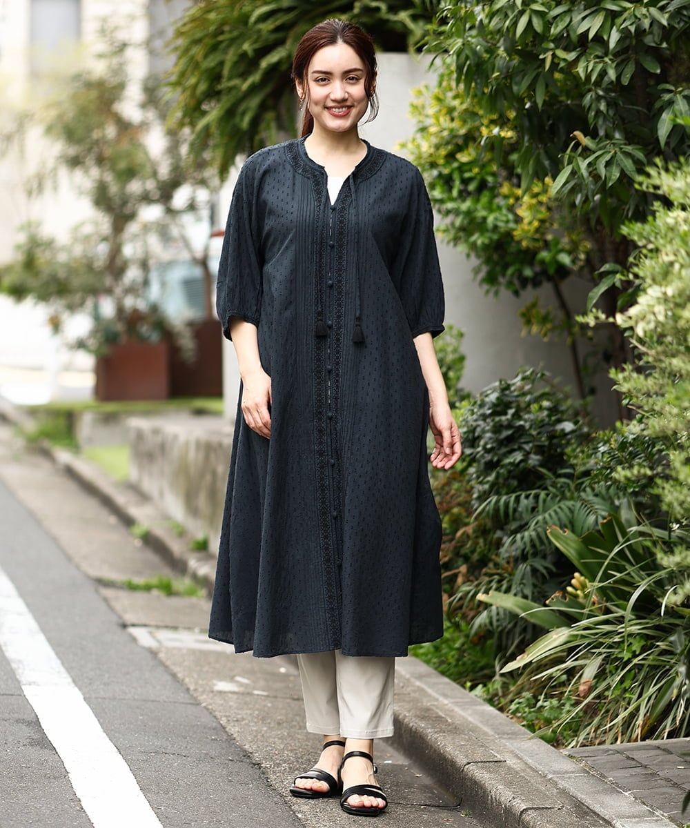 OLEGV28169 eur3(エウルキューブ) 【大きいサイズ】インド刺繍ワンピース ダークグレー(93)