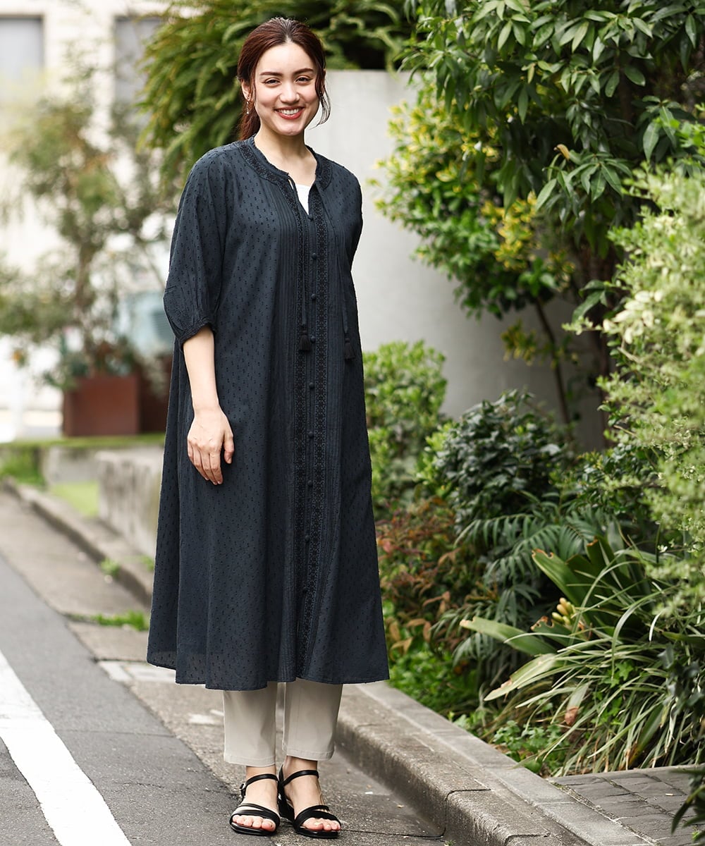 OLEGV28169 eur3(エウルキューブ) 【大きいサイズ】インド刺繍ワンピース ダークグレー(93)