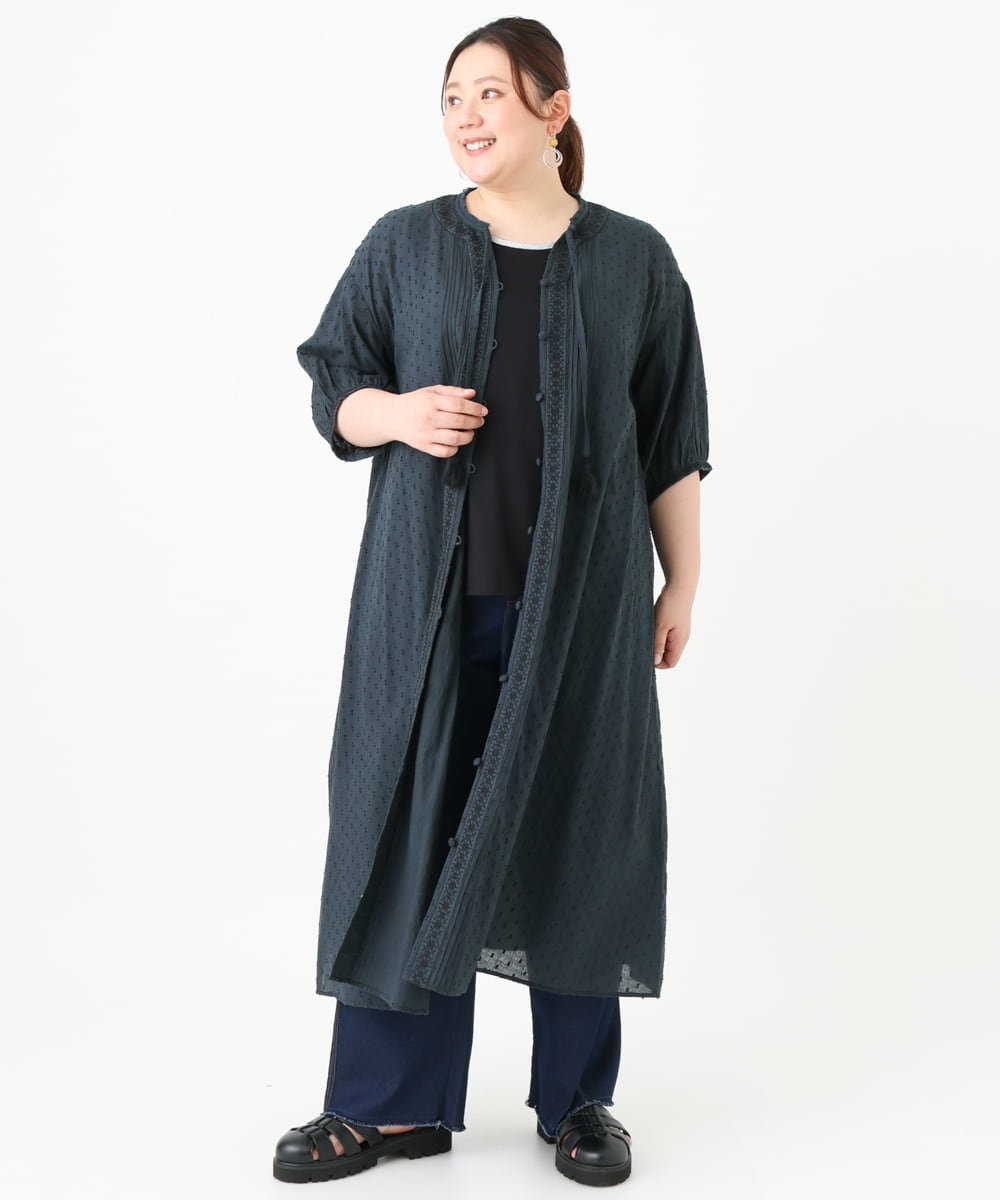 OLEGV28169 eur3(エウルキューブ) 【大きいサイズ】インド刺繍ワンピース ダークグレー(93)