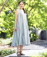 OLEHA07139 eur3(エウルキューブ) 【大きいサイズ/2WAY】コットンボイルサマーワンピース ライトブルー(50)