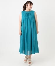 OLEHA07139 eur3(エウルキューブ) 【大きいサイズ/2WAY】コットンボイルサマーワンピース ブルー(55)