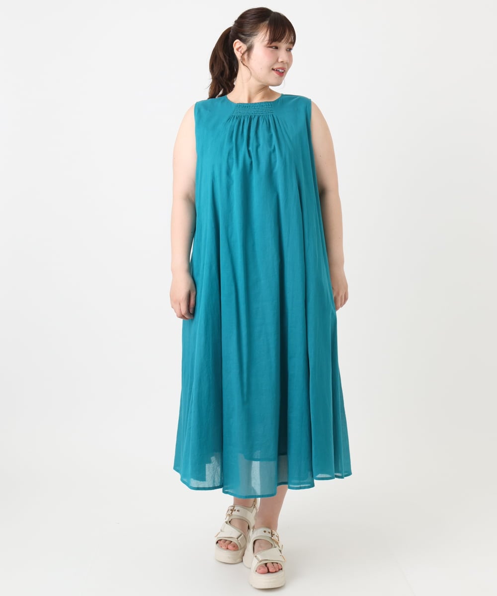OLEHA07139 eur3(エウルキューブ) 【大きいサイズ/2WAY】コットンボイルサマーワンピース ブルー(55)