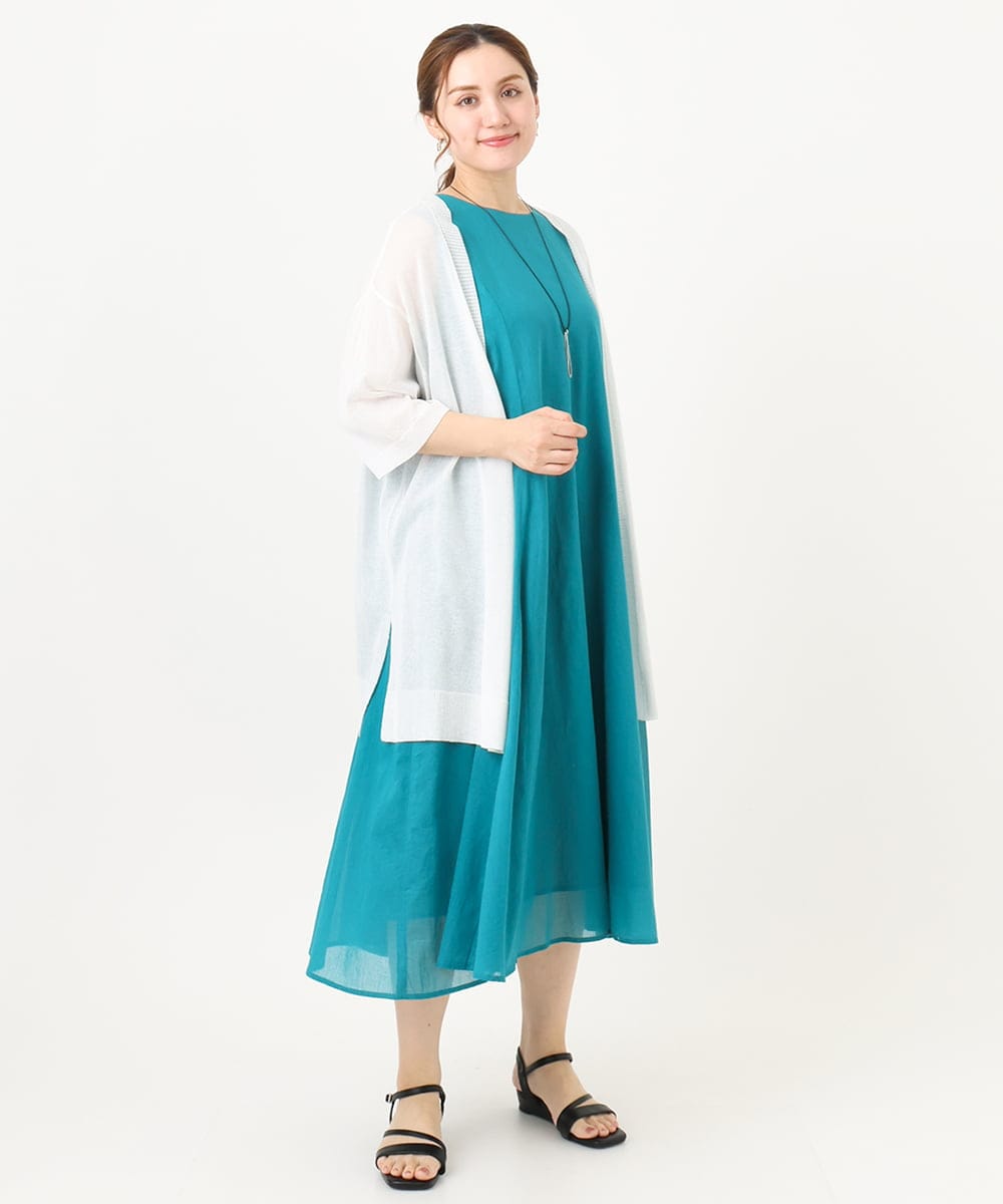 OLEHA07139 eur3(エウルキューブ) 【大きいサイズ/2WAY】コットンボイルサマーワンピース ブルー(55)