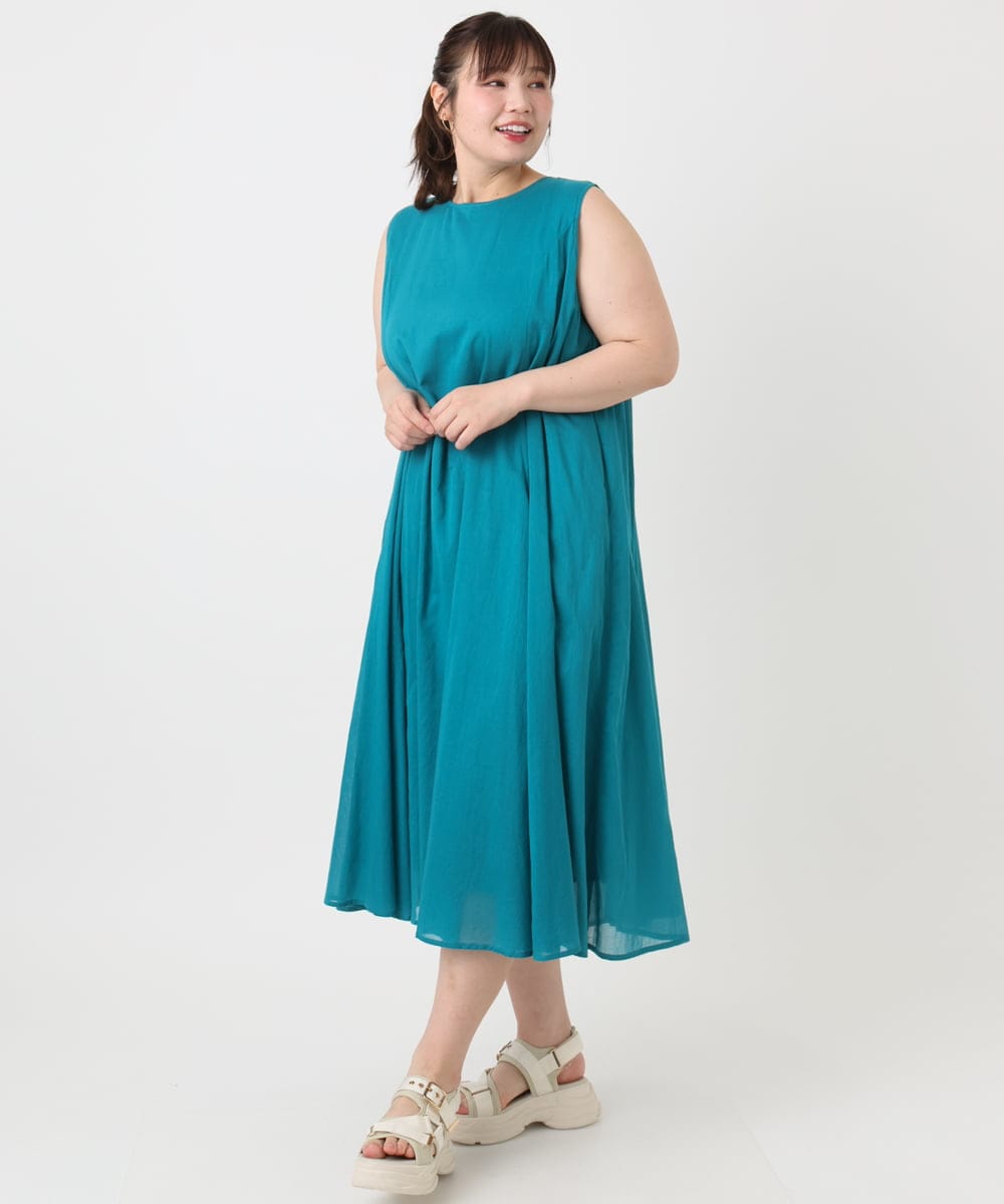 OLEHA07139 eur3(エウルキューブ) 【大きいサイズ/2WAY】コットンボイルサマーワンピース ブルー(55)