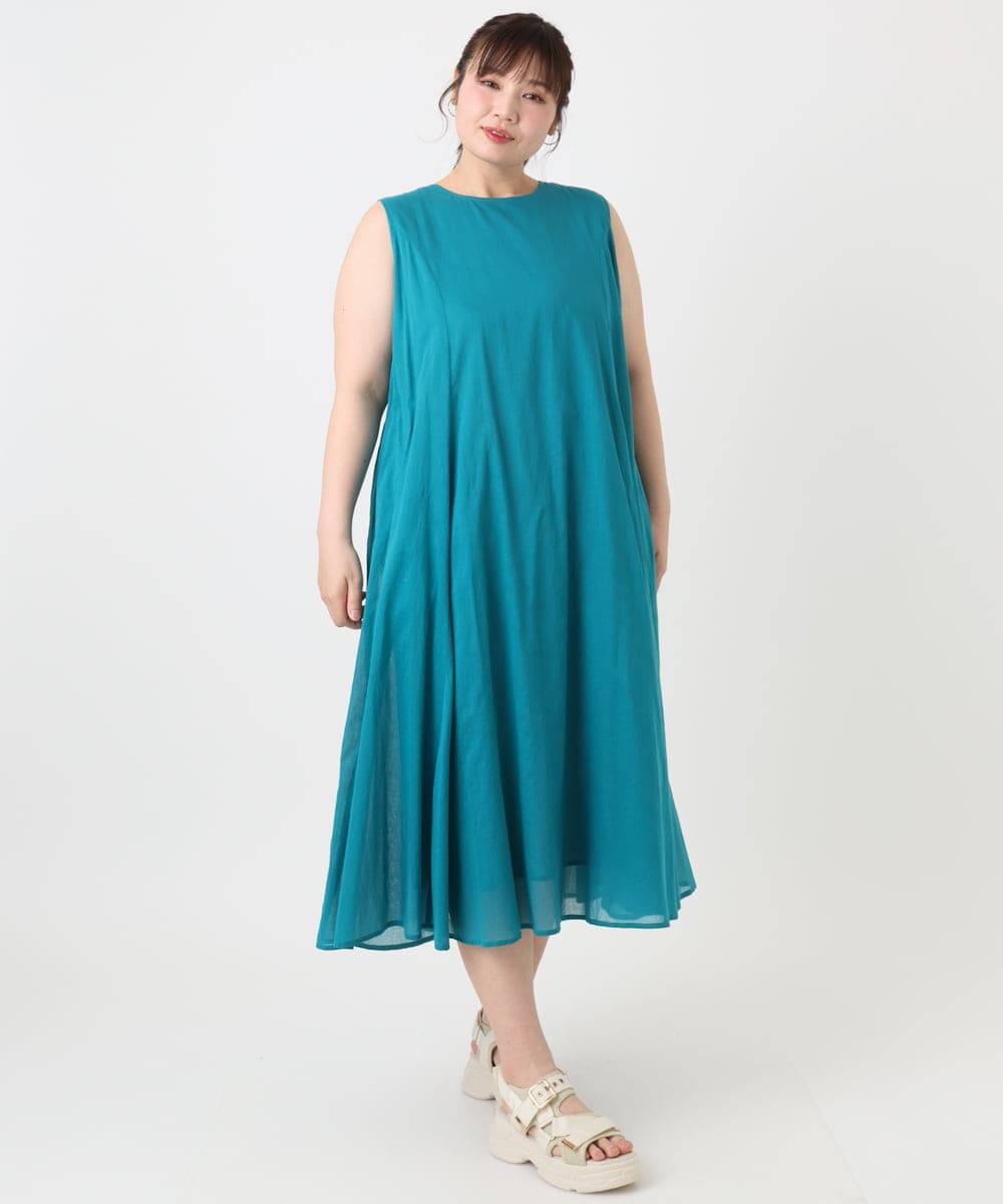 OLEHA07139 eur3(エウルキューブ) 【大きいサイズ/2WAY】コットンボイルサマーワンピース ブルー(55)
