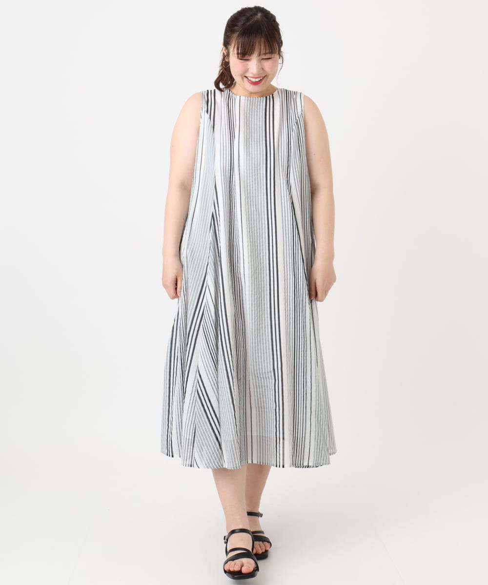 OLEHA07139 eur3(エウルキューブ) 【大きいサイズ/2WAY】コットンボイルサマーワンピース ブラック(94)