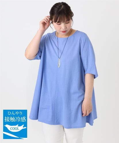 OLEHA27099 eur3 【大きいサイズ/接触冷感】カノコバックフレアチュニック