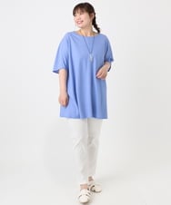 OLEHA27099 eur3(エウルキューブ) 【大きいサイズ/接触冷感】カノコバックフレアチュニック ブルー(55)