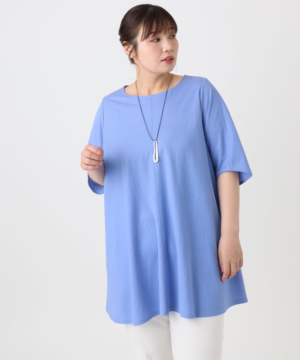 OLEHA27099 eur3(エウルキューブ) 【大きいサイズ/接触冷感】カノコバックフレアチュニック ブルー(55)